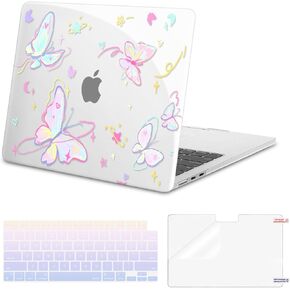 MOSISO Compatible with MacBook Air 13 inch Case 2025 2024 2023 2022 M4 A3240 M3 A3113 M2 A2681, Plastic Hard Shell&Keyboard Cover&Screen Protector for MacBook Air 13.6 inch Case, Colorful Butterflies