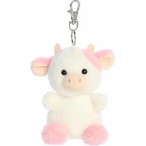 AURORA® PALM PALS ™ BELLE Strawberry Cow ™ Clip -On - Pwan Collectible Plush for Kids and Comple - مثالي لحقائب الظهر وهدايا أعياد الميلاد - 4 بوصات بيضاء