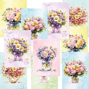 Treasure Cove Happy Mother's Day Card with Envelopes Watercolor Floral Mothers Day Gift Cards Flower Blank Greeting Notes for Spring Festival Birthday Party Supplies 12Pcs