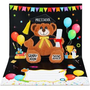 D4Dream التخرج ما قبل المدرسة منبثقة بطاقة - 2025 Black Teddy Bear Grad Higds Preschool Preschool Gifts for Kids Son Daint