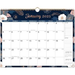 2025 Wall Calendar - 2025 Calendar, Jan. 2025 - Dec. 2025, 11.5'' x 15'', 12-Month Calendar 2025 with Julian Dates - Engraved Floral