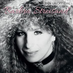 2025 Square Wall Calendar - Barbra Streisand 12 x 12 Inch Monthly View, 16-Month, Icons Theme, Includes 180 Reminder Stickers