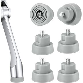 6pcs Door Stopper Replacement Rubber Tips, Door Stop Bumper Tips with Screws, Ribbed Kickdown Door Bottom Rubber Foot Repair for Kick Down/Drop Down Door Stoppers End Cap Holder