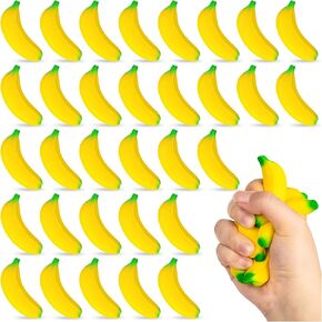 32 PCS ألعاب التوتر الموز ، تملأ لعبة الموز كرات الإجهاد PU Banana Toy Banana Toys للمراهقين والبالغين تفضل بحفلات الإغاثة