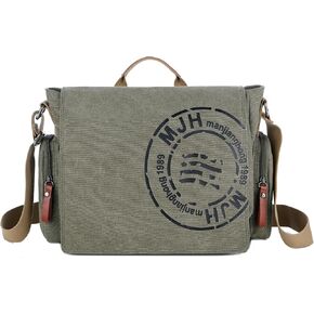 FSD.WG حقيبة رسول Satchel للرجال قماش ، حقيبة كتف السفر 13.5 "أكياس الكمبيوتر المحمول