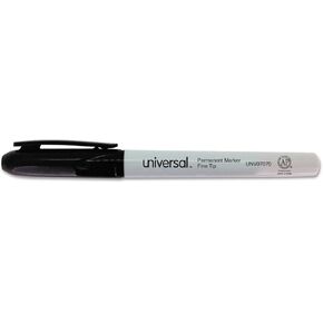 Universal 07070 علامة دائمة على غرار القلم ، رصاصة/نقطة غرامة ، أسود ، 36/حزمة