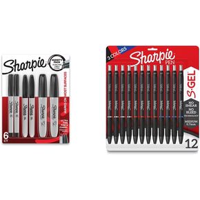 حزمة متنوعة من علامات Sharpie الدائمة ، والتي تتميز بعلامات نقاط الفاخرة ، والخطوة ، والزميل ، والأسود ، و 6 عد و S-gel ، وأقلام الهلام ، ومتوسطة النقطة (0.7 ملم) ، وألوان متنوعة ، 12 عددًا