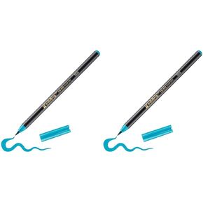 Edding 1340 Brush Pen - Turquoise - 1 Pen - Fencible Brush Nib - قلم محسوس للطلاء والكتابة والرسم - مجلات الرصاص ، حروف اليد ، ماندالا ، الخط (حزمة 2)
