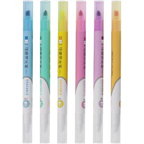 6pcs قابلة للمحو ، قلم رسومات الشعار المبتكرة الملونة ، رأس مزدوج الكتابة على نحو سلس ، يستخدم لكتابة الملاحظات