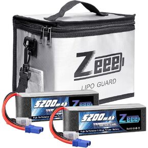 Zeee 14.8V 100C 5200mAh 4S RC Lipo Battery with EC5 Plug 2 Pack Batteries with 1 Pcs Lipo Safe Bag Fireproof Explosionproof Bag for Storage Charging