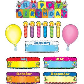 Carson Dellosa Birthday Fun Bulletin Board Set, Happy Birthday Banner, Monthly Birthday Headers, Birthday Balloons, Birthday Bulletin Board Cutouts, Party or Classroom Décor (106 Pc)