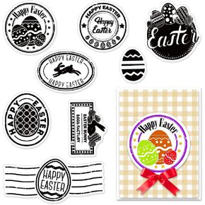 5 Easter Eggs Clear Stamps for Card Making Decoration and Scrapbooking Supplies ، Happy Easter Bessing Words شفافة ختم مطاطية لختمات الورق الألبوم المصنفة
