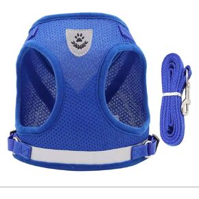Breathable Pet Harness for Small Dogs and Cats, Easy On/Off, Durable, All-Weather (M), Medium, Blue