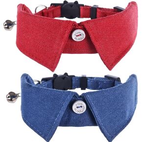 Cat Collar Breakaway with Cute Bow Tie and Bell for Kitty Adjustable Safety
