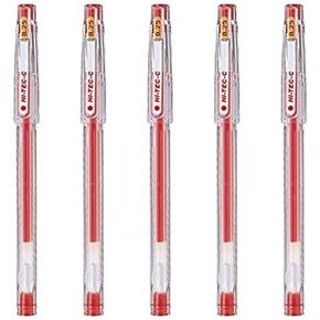 Pilot Hi-Tec-C 025 Gel Ink Pen ، Hyper Fine Point 0.25mm ، الحبر الأحمر ، LH-20C25 ، مجموعة القيمة 5