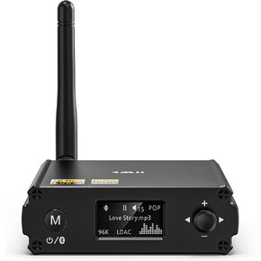 1Mii DS220 مستقبل بلوتوث عالي الدقة للستيريو المنزلي مع LDAC، محول صوت HiFi Bluetooth 5.1 مع Audiophile DAC aptX HD، مستقبل بلوتوث لجهاز استقبال AV/مضخم الصوت، وضع EQ لعرض OLED