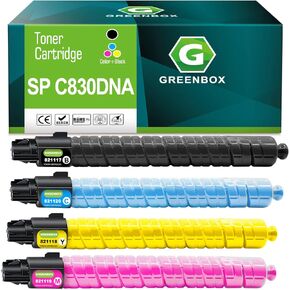 Greenbox Compatable Toner Cartridge Placeming for Ricoh SP C830DN 821117 821120 821119 821118 821181 821184 821183 821182 for sp c830dn c830DNA sp c830d C830DN C831 C831DN (4 pack)