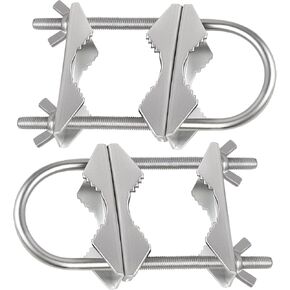 Dual Antenna Mast Clamp, Galvanized Iron U-Bolt Mounting Bracket for Antennas, Surveillance Poles, Outdoor Equipment, and Flagpoles 4PCS