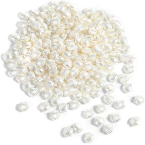 200 pcs قذيفة لؤلؤة ، حبات قذيفة صغيرة لصنع المجوهرات لطيفة حبات صدف أبيض لطيف قذائف بلاستيكية لصنع المجوهر