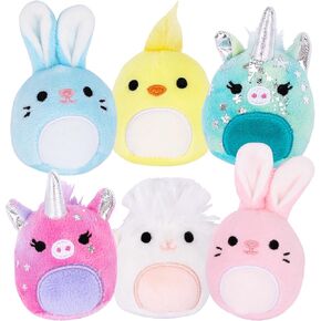 ArtCreativity Mini Plush Animal Toys – Set of 6 Soft Stuffed Animals for Kids in Pastel Colors – Bunny, Lamb, Chick & Unicorn Designs – Small Plush Toys for Goodie Bags, Party Favors & Gifts