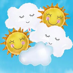 Katchon Big Sun and Cloud Balloons مجموعة - 29 بوصة ، حزمة من 5 | بالونات أشعة الشمس ، زخارف حفلات شمس بوهو للاحتفالات الصيفية