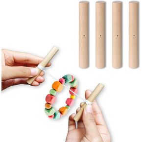 4 Pcs Knot Grippers Tool for Silicone Beads, Bead Knotting Tool, Bracelet Tightening Tool, Wooden Knot Tool for Silicone Beads Wristbands, Beading Tools for Jewelry Making