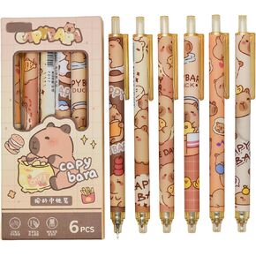Maydahui 12 PCS Capybara Rollerball Gel Pens Cartoon Animal Pen Retractable Priting Pens Novelty Pen Black Ink for School Party Office