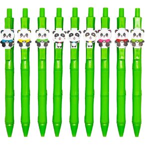 Maydahui 12 PCS Cartoon Panda Pens قابلة للسحب خضراء الخيزران kawaii panda هلام أقلام الدب رولر الكرة بقلم صغير جميل للحيوان