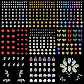Dazzhues 436 PCS Heart Rhinestones Self Adhesive Sticker Acrylic Gems for Face Hair Body Bling Jewels Crystal Stickers for Wedding Dating Party Decoration DIY Craft (6/10/18mm)