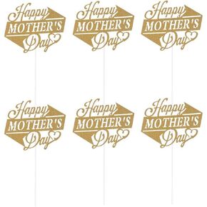 Janou 20pcs عيد أم سعيد الأم الذهب Gold Glitter Cake Topcake Cupcake يختار الديكور كعكة لعيد ميلاد حفل عيد الأم الحفلات