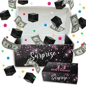 BONETAT Surprise Gift Box Explosion For Money, Birthday Money Pull Box, Birthday Money Box, Money Box For Cash Gift Birthday 13th, Pop Out Money Gift Box, Birthday Money Box, Surprise Gift Box, Money Box For Cash Gifts - Bb01