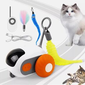 لعبة Cat Interactive Smart-لعبة ماوس متحرك تلقائي مع التحكم عن بعد ، USB قابلة للشحن ، نطاق 15-20 متر ، تصميم برتقالي ممتع للقطط المرحة