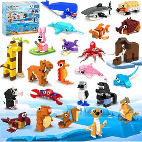 Hogokids 24 Packs Party Party Build Build Toy - 1000 PCS Animal World Brick Mini Brick مجموعة لجائزة Goodie Bag Classers ، هدية عيد ميلاد عيد الحب للأطفال الفتيات الفتيات الذين تتراوح أعمارهم بين 6-12 عامًا
