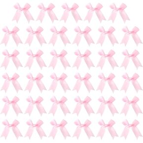 35pcs Mini Pink Ribbon Bows, Small Satin Ribbon Bow, Cute Soft Bowknot Sewing Accessories for Flowers Bakery Wrapping Christmas Wedding Birthday Party Decoration
