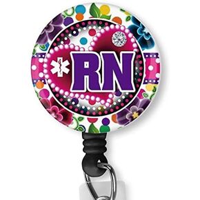 Gumball Garden Nurse RN Purple with Alligator Clip Nurse Badge ID Card Name Tag Custom Badge Holder Nurse Decorative Badge Reel Clip on Card Holders Badge Clip