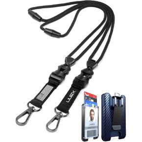 LIUGX Badge Holder with Lanyard,Heavy Duty Lanyard with Detachable Buckle,Portable Wallet with Metal Clip,Durable ID Card Holder (Holds 4 Cards)-Stylish & Functional Accessory for Badge Holder