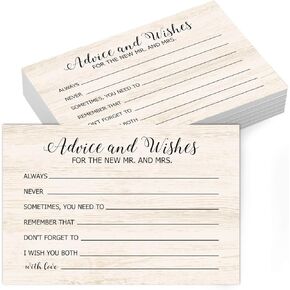 TENTADO Advice and Wishes Cards for the New Mr and Mrs, Bride & Groom, Newlyweds, Wedding Advice Cards Perfect for Bridal Shower or Wedding, Wedding Guest Book Alternative, Pack of 50 4x6 Inch