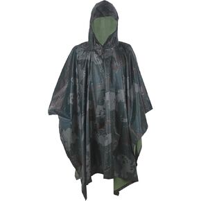 LOOGU Rain Poncho Waterproof Hooded Rain Coat Multi-Use Camo Shelter Ground Sheet for Hunting Camping Hiking