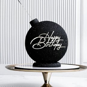 Silver Happy Birthday Cake Side Decoration, Acrylic Happy Birthday Cake Topper,Happy Birthday Cake Sign Decorations Party Cake Dessert Decoration (Silver 1 Happy Birthday)