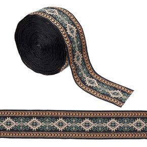 GorgeCraft 1.5 بوصة خمر Jacquard الشريط العرقي الأسلوب التطريز شرائط البوليستر النمط rombus النسيج تقليم لخياطة الحرف اليه