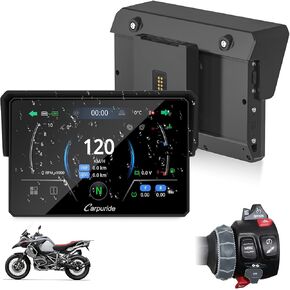 2025 CARPURIDE W502BS for BMW Motorcycle CarPlay & Android Auto Dual Bluetooth, 5" Waterproof GPS Navigation Screen, Data Reading, Native Wonder, TPMS, Light Sensor, Music Sharing, Intercom, 16-Pin