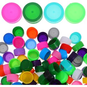 PRETYZOOM 100pcs Plastic Bottle Caps for Craft, Multi-Colored Bottle Tops for Kids Intelligence Development, Bulk Bottle Caps for Handcraft Project (30mm)