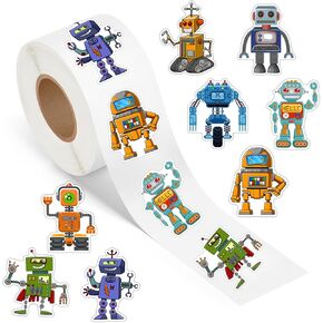 500 PCS Robots ملصقات Roll Roll مقاومة للماء DIY العلوم الحرف الروبوت فينيل ملصقات ملصقات حفلة عيد ميلاد الحفلات مفضلات الزخارف الحرف مقرات الأختام القصاصة محمول الكمبيوتر المحمول