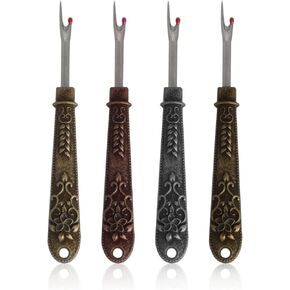 XGNG 4pcs Vintage Mini Thread Remover Embroidery Handmade Clothes Cutter Tool Cross Stitch Pick Thread Cutter Sewing Thread Remover Knife Metal Sewing Seam Ripper
