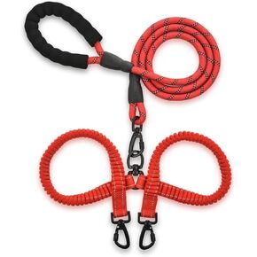 Skruffie's Love Two Dog Neash No Tangle Debivel Dual Duck Extorbbent Rope Bungee Double Bungee لمشاة كلاب صغيرة متوسطة الكلاب (أسود) للمشي