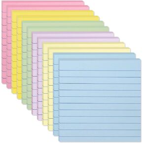 (12 Pack) Lined Sticky Notes 4x4 in Post, Vintage Colors Self Sticky Notes Pad Its Super Sticking Power Memo Pads, 4x4 Large Square Sticky Notes for Office, Home, School, Meeting