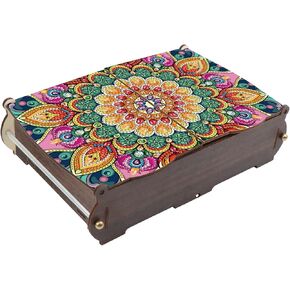 MVVMTOP Diamond Art Painting Kit Wooden Storage Box, cat Pattern DIY Special Shaped Diamond Flip Cover Wooden Money Box, Handmade Art Desktop Decorations Birthday Gifts for Friends