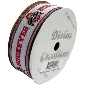 7/8" Ohio State Grosgrain Ribbon, Licensed by Divine Creations - Officially Licensed - 3 Yards (9 Feet)