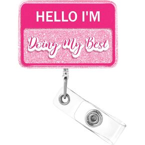 Plifal Tech ID Badge Reel Holder Retractable - I'm The Technician Alligator Clip for Nurse Nursing, Rose Funny It's me Hi Acrylic Name Tag Reels Buddy Hospital Student Work Accessories