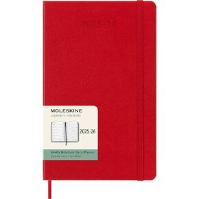 Moleskine Classic 18 Months 2025-2026 Weekly Planner ، غطاء صلب ، كبير (5 "× 8.25") ، Scarlet Red ، 208 صفحة